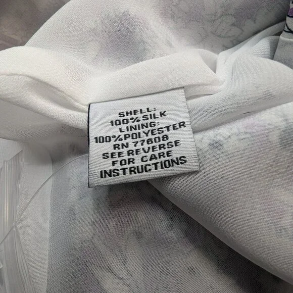 J. Peterman Women's Silk Midi Dress Size Large Floral 100% Silk - Picture 9 of 9